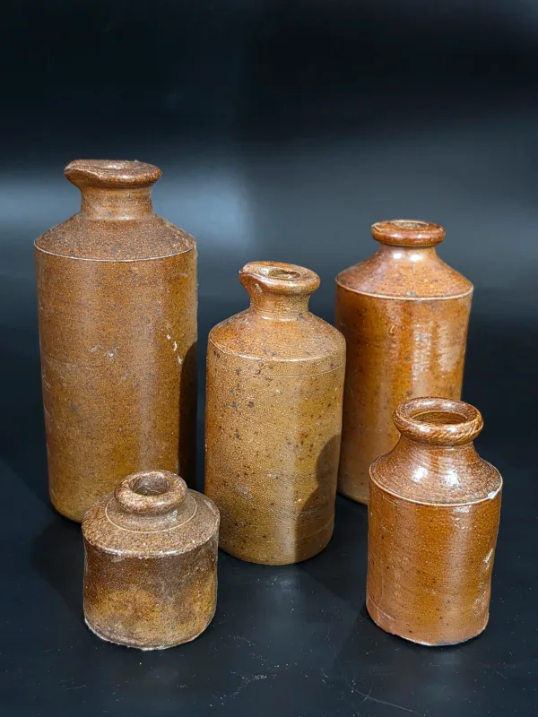 5 SALT GLAZED BOTTLES