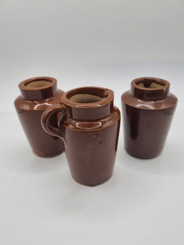 3 Glazed Cream Pots