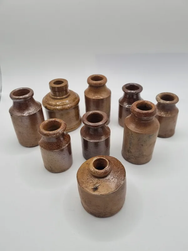 9 Salt Glazed Ink Bottles