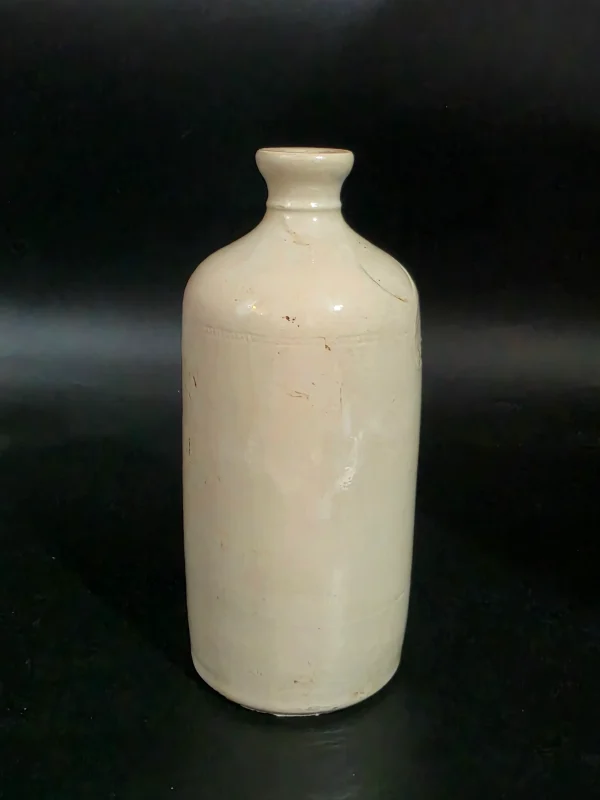 LARGE WHITE STONEWARE BOTTLE