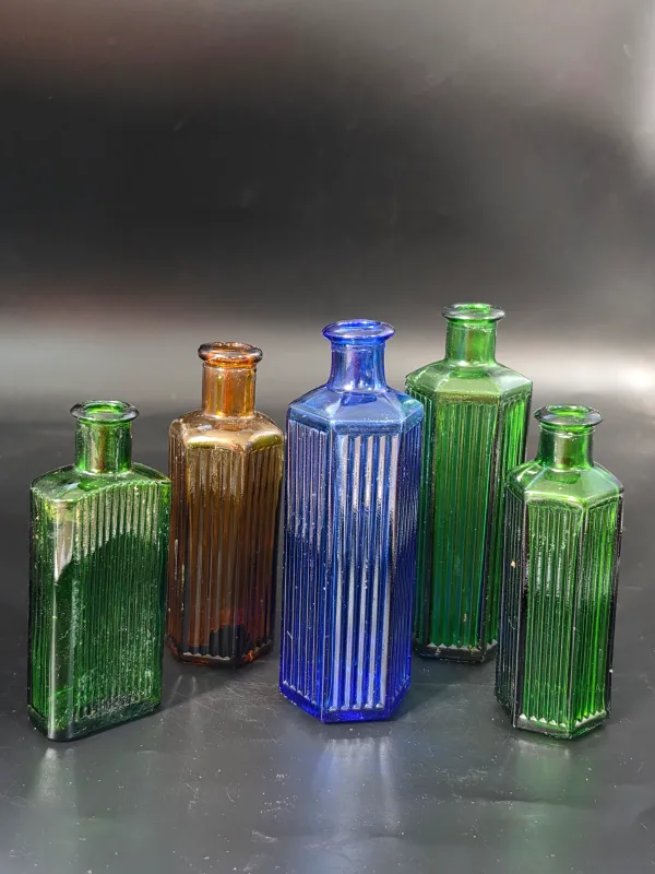 5 COLORED POISON BOTTLES