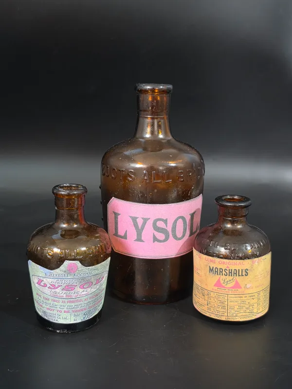 3 LABELLED LYSOL POISON BOTTLES