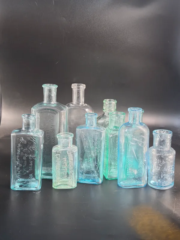 10 NAMED CHEMIST BOTTLES