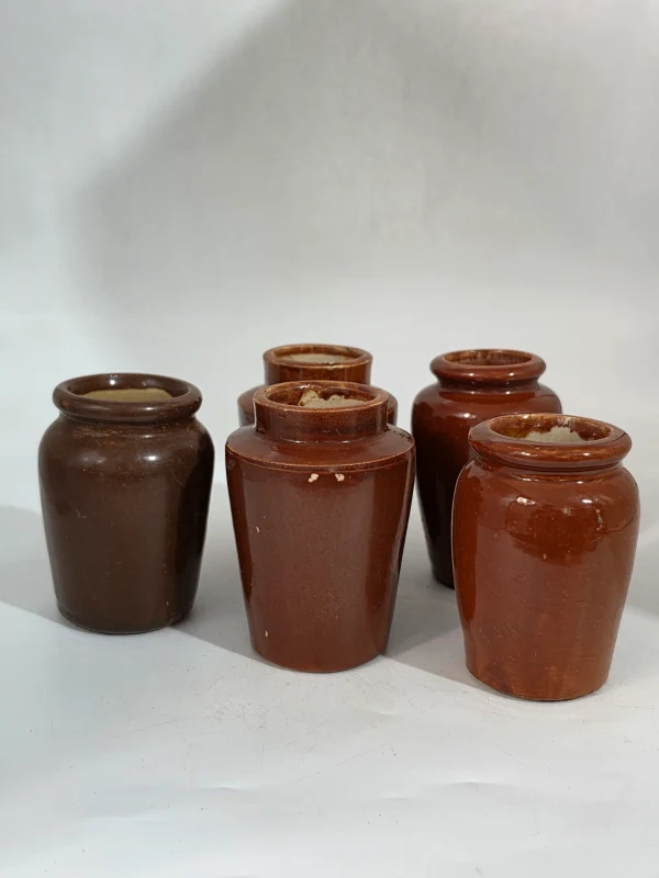 5 GLAZED CREAM POTS