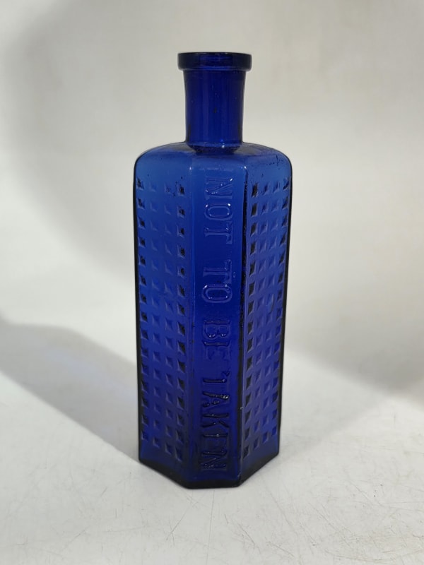 BLUE FLAT BACK POISON BOTTLE