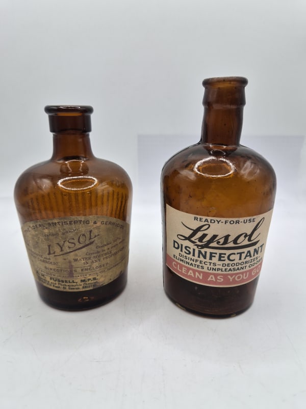 2 Labelled Lysol Bottles