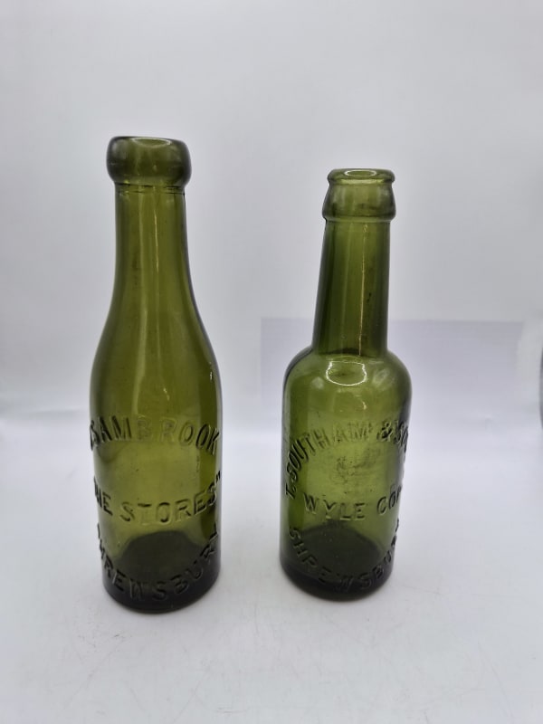 2 Small Shrewsbury Beer Bottles
