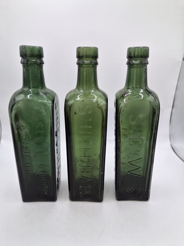 3 Deep Green Coffee Bottles
