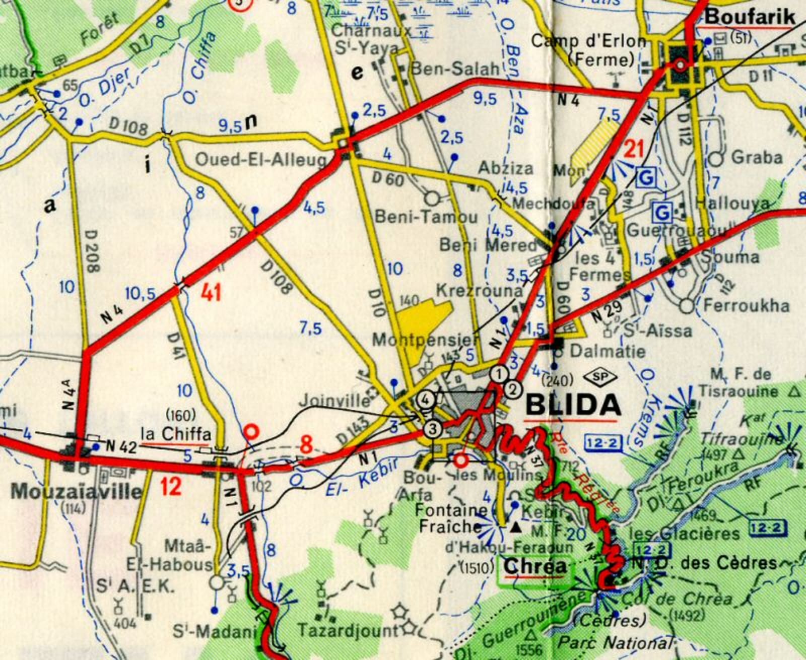 blida map michelin 1957