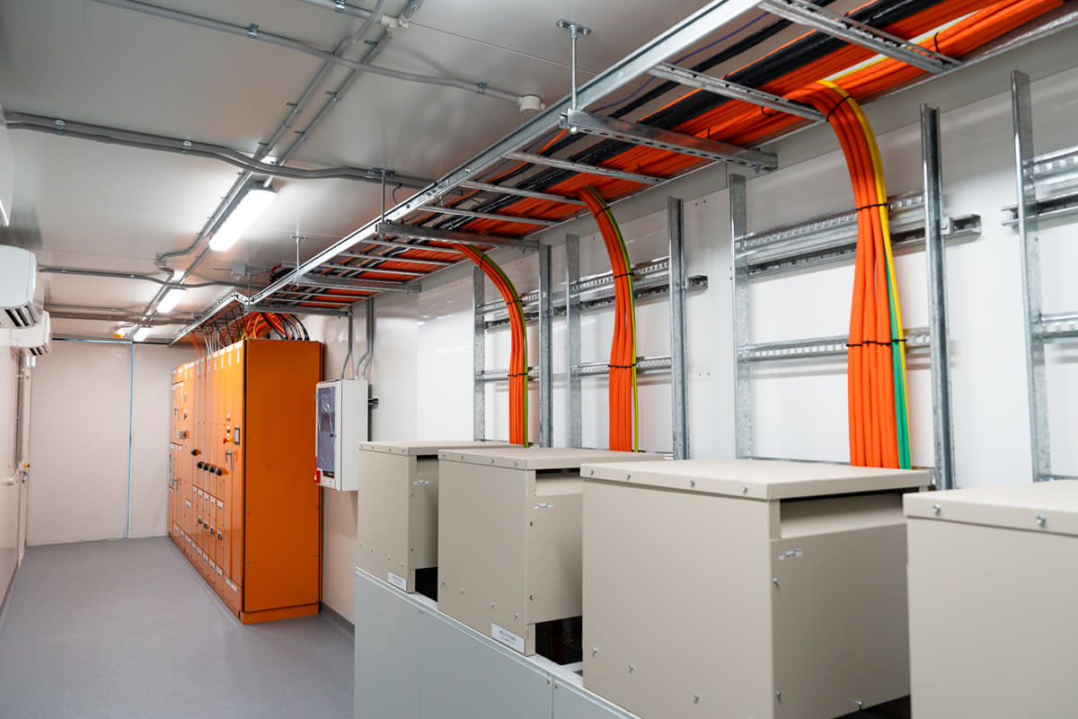Containerised switchroom on a construction site