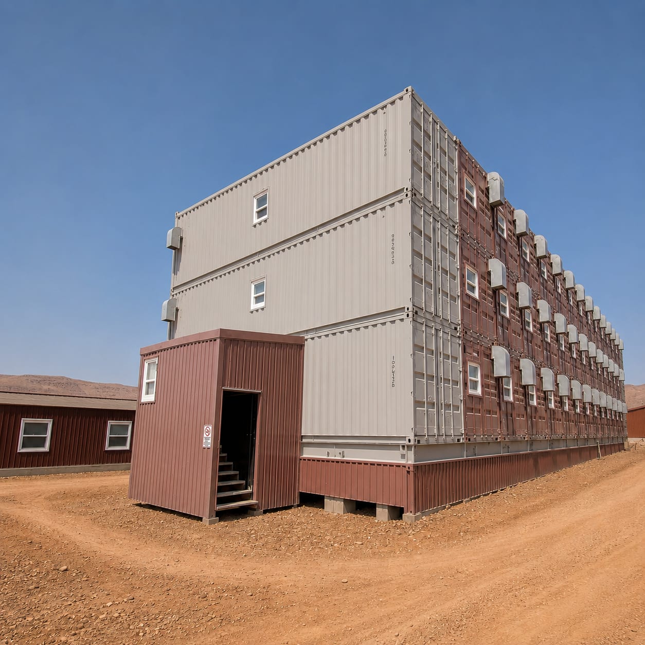 Complete modular mining camp with accommodation, ablution and mess facilities