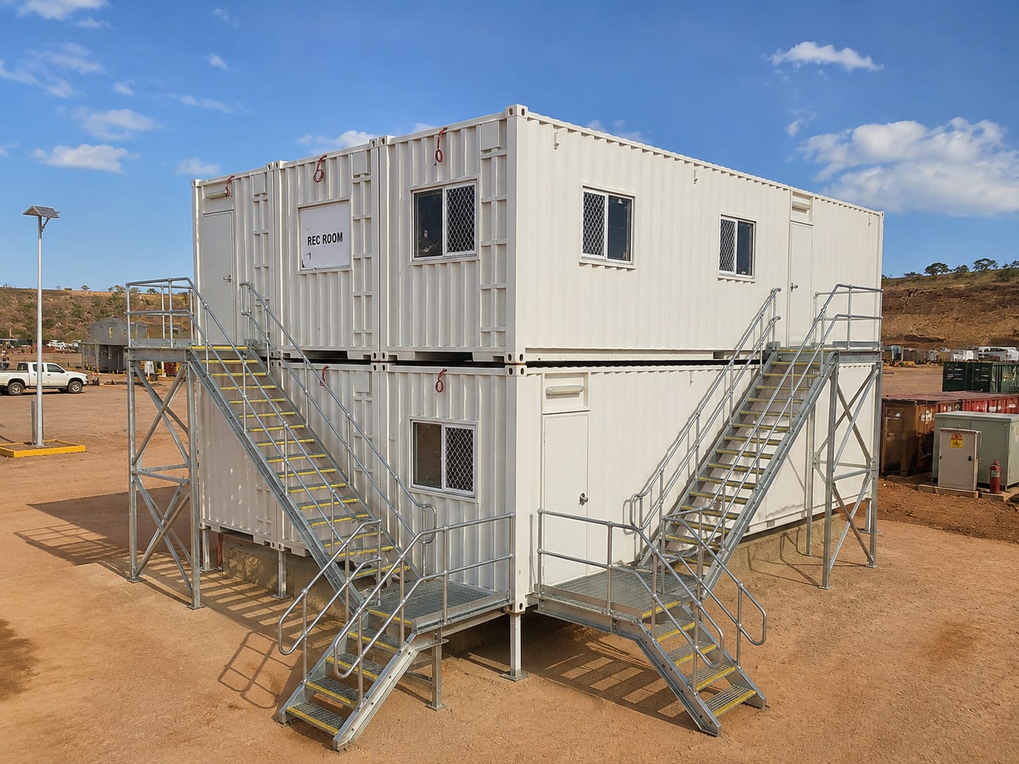 Recreation room container for mining camps