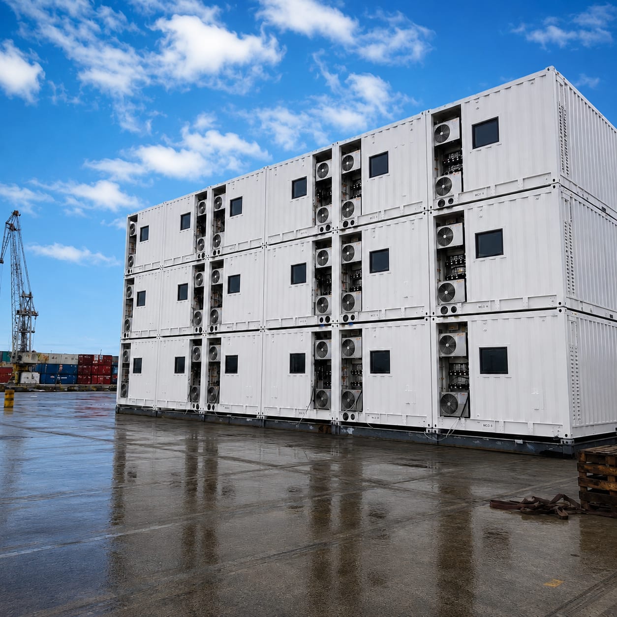 Offshore living quarters accommodation module exterior for platform installation