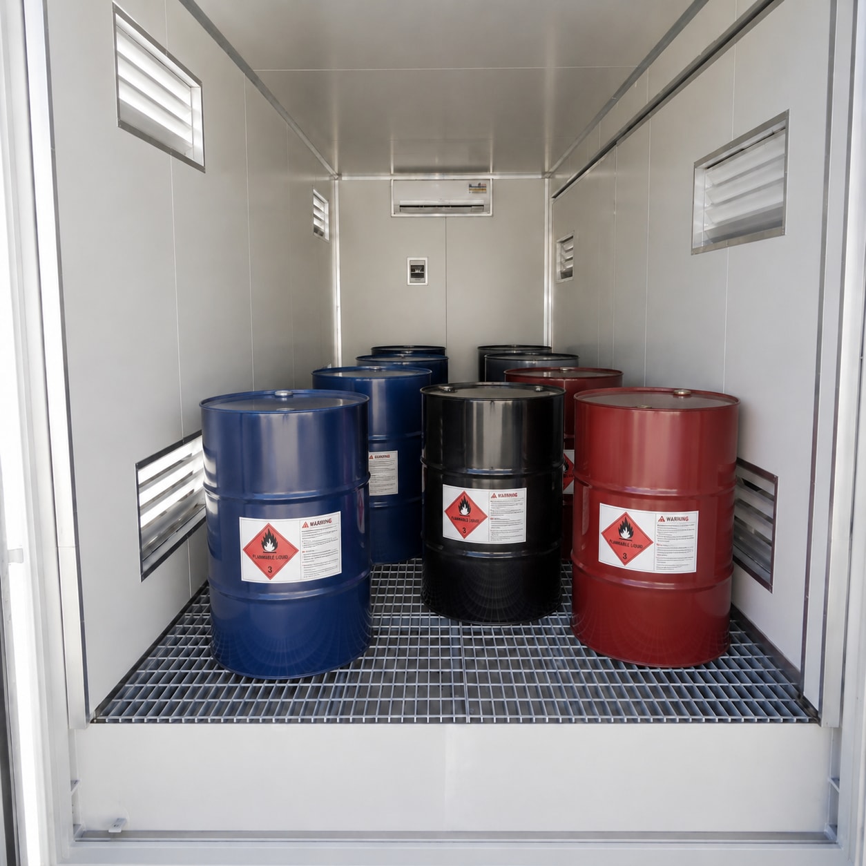 Flammable liquid storage container: Class 3 DG compliant with bunding