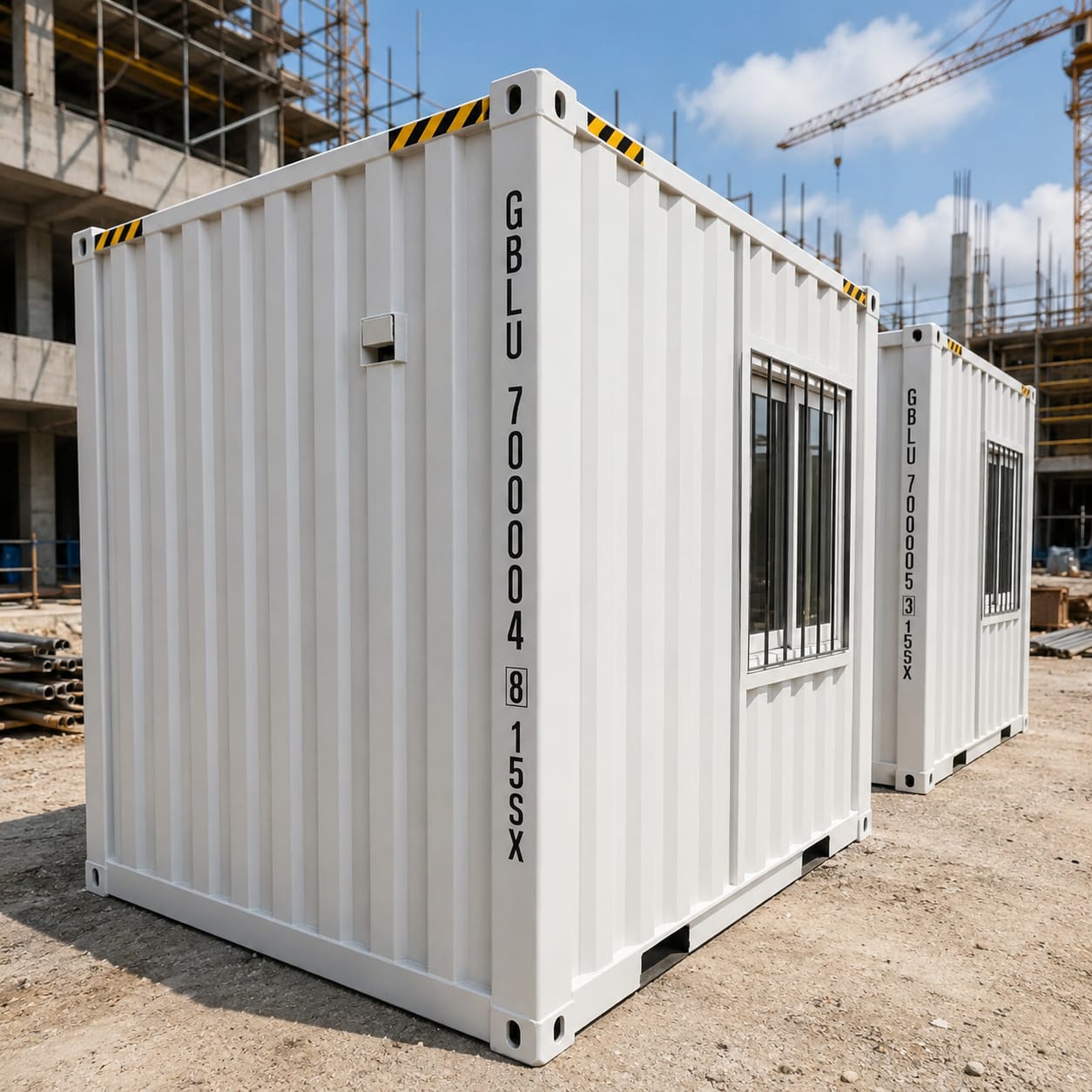 Two 10ft site offices coupled as one 20ft high cube container for shipping
