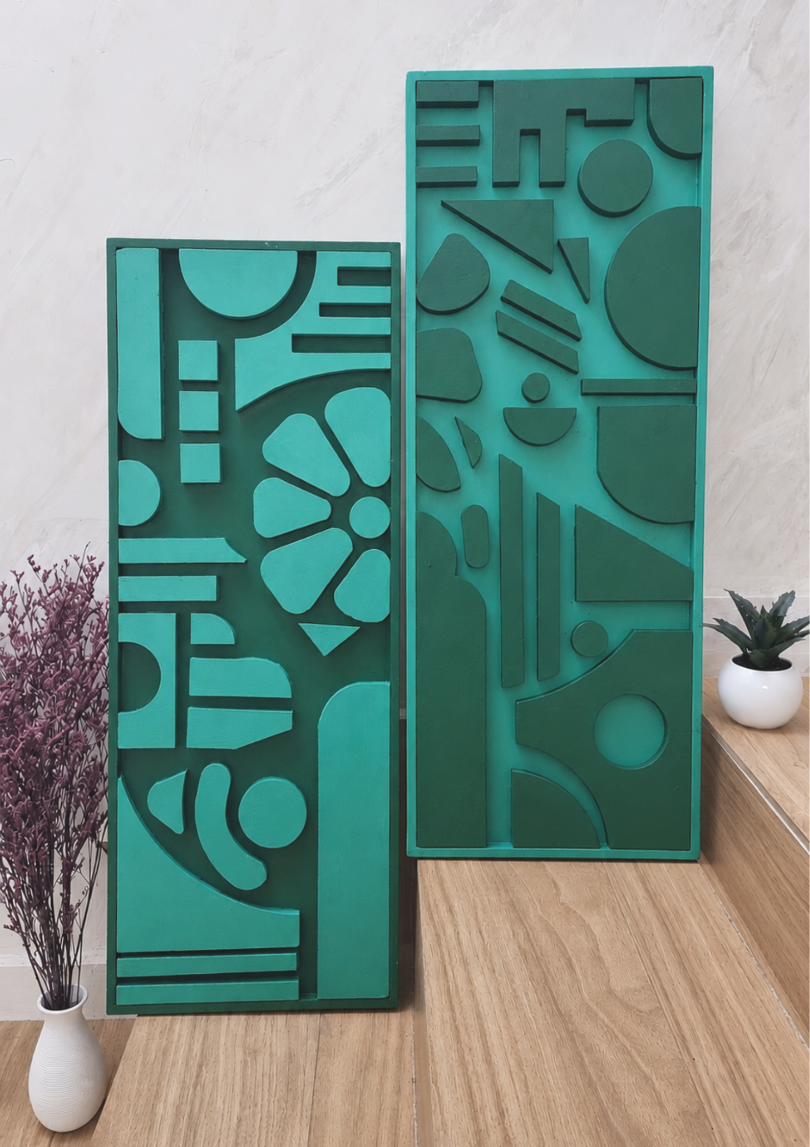 FRAGMENTS D'ÉMERAUDE • 30x80 Cm • Pièce unique