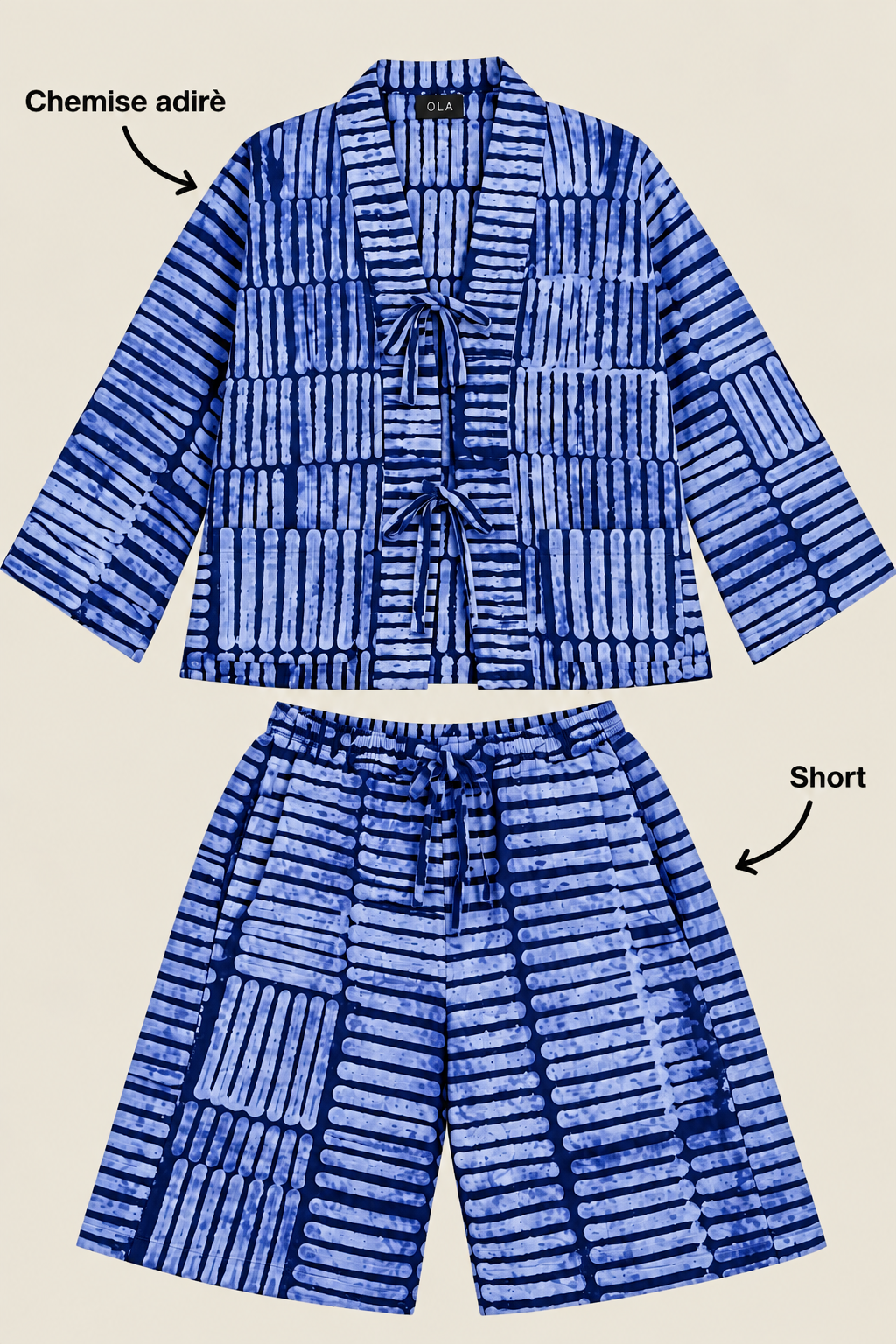 Chemise et short ensemble bleu