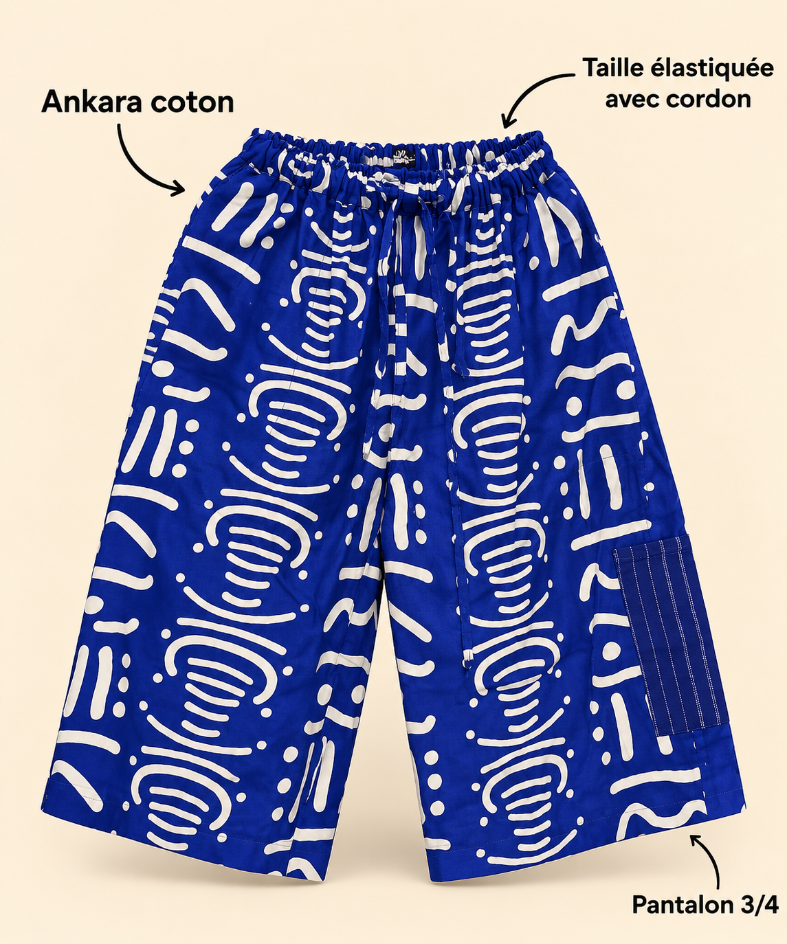 Pantalon 3/4 bleu