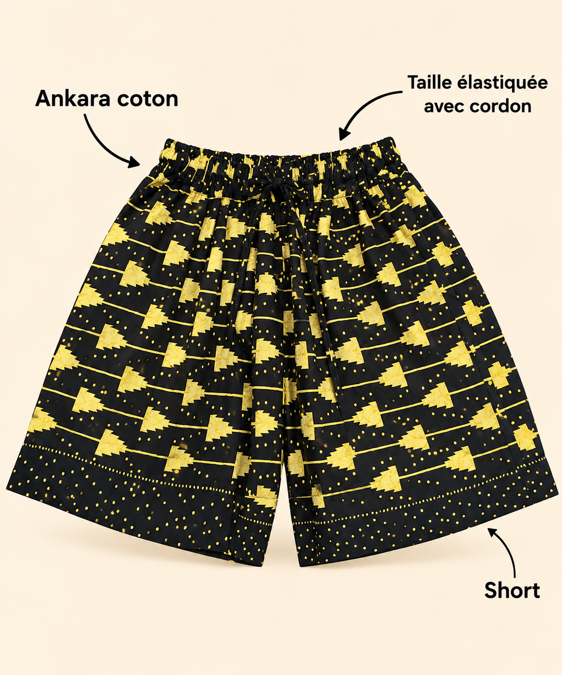 Short jaune et noir