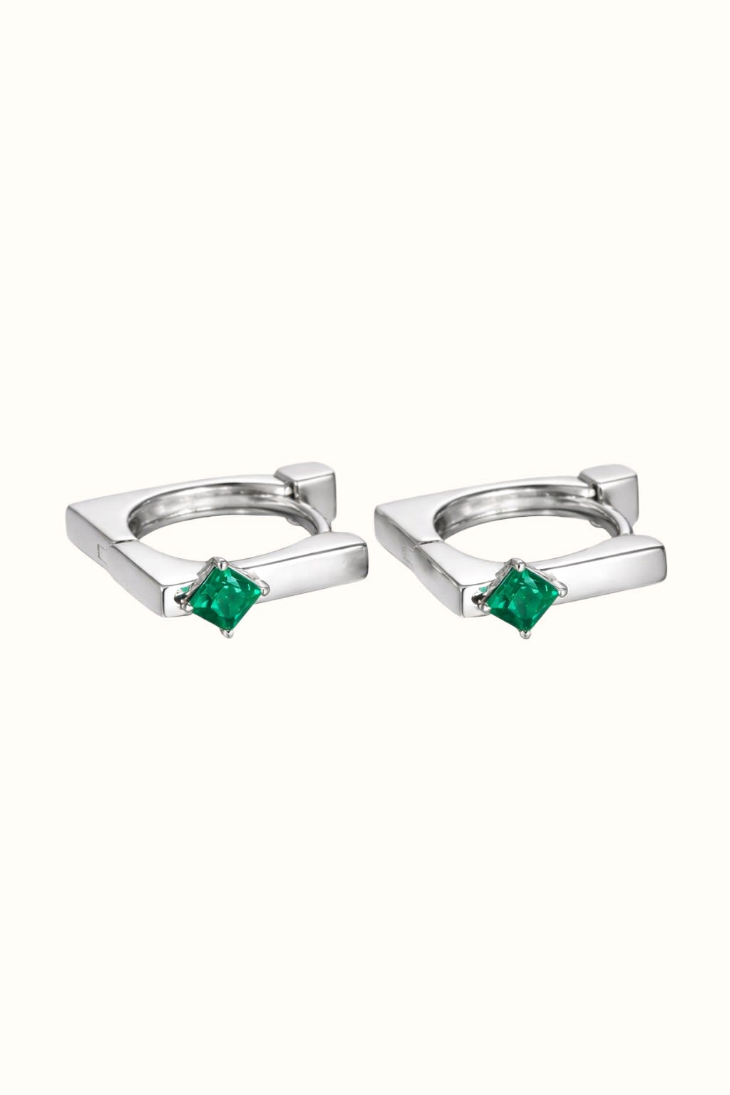 Emerald Princess Cut Hoop Earrings