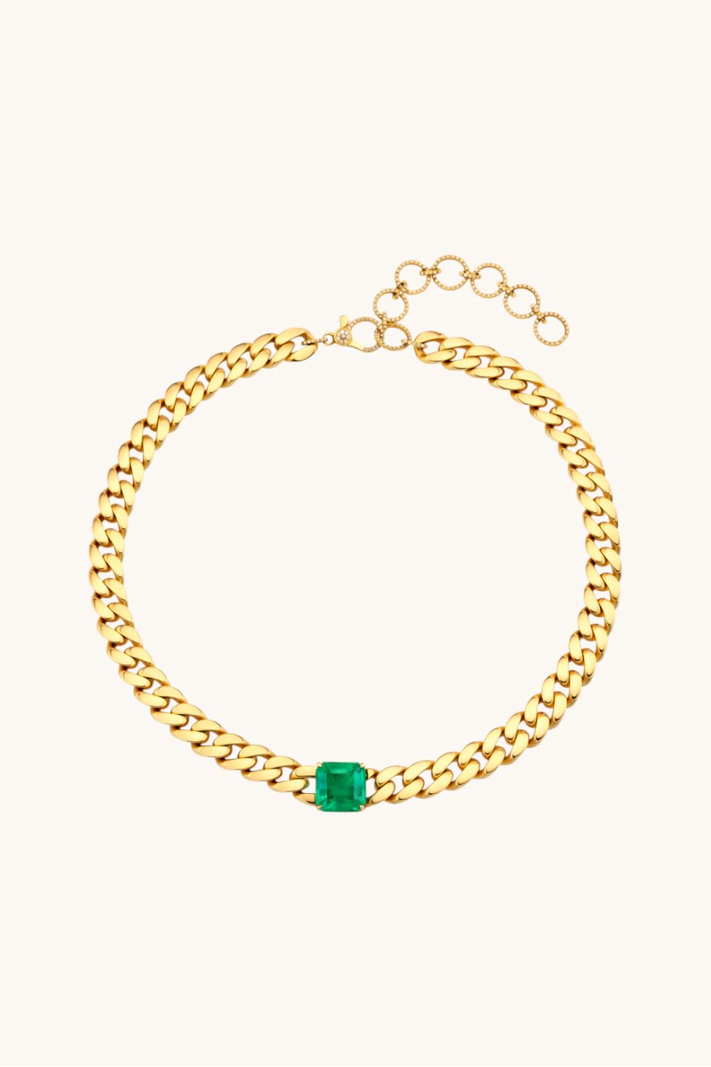 Emerald Cut Lab Grown Emerald Chain Necklace