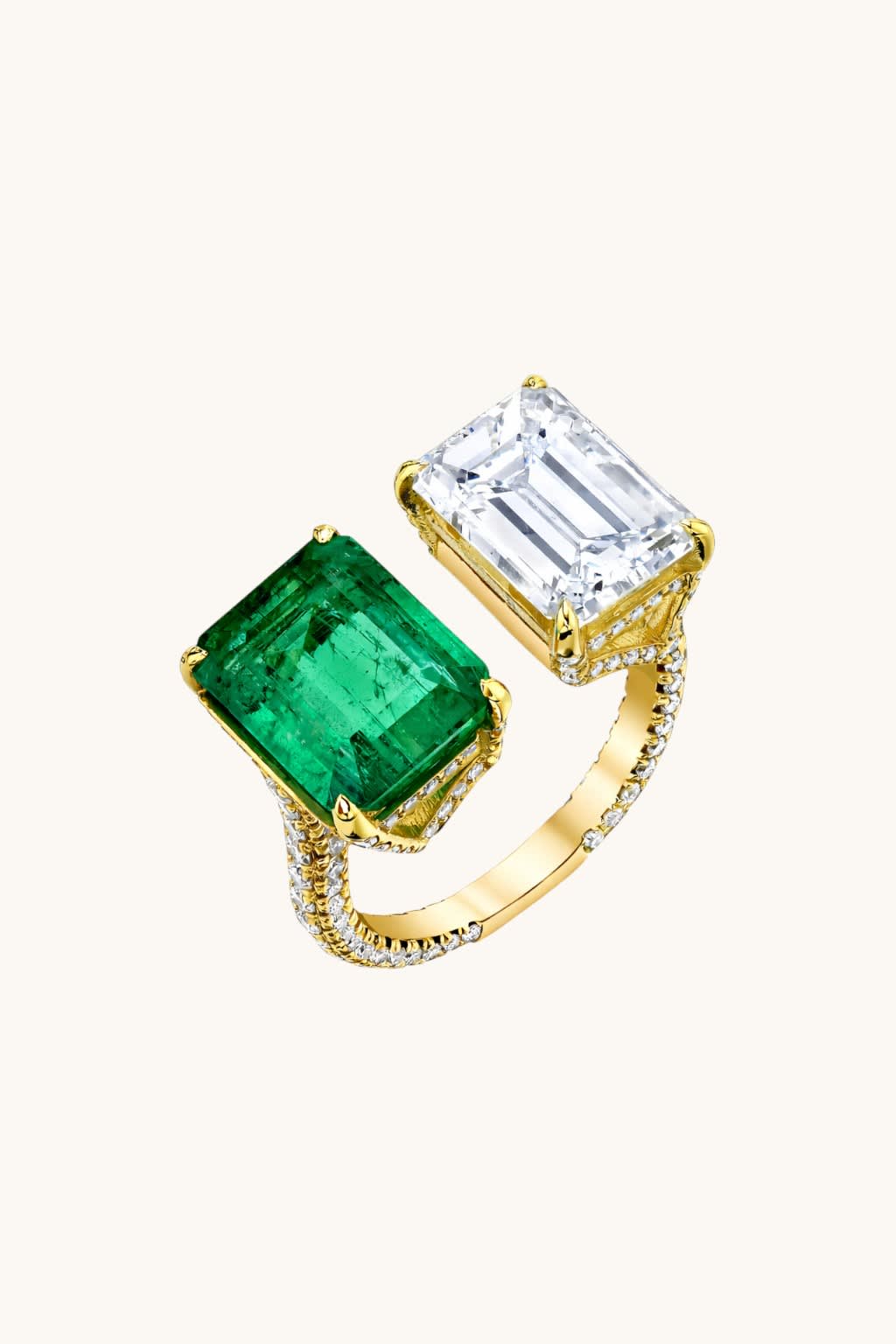 Toi Et Moi Emerald And Lab Grown Diamond Ring