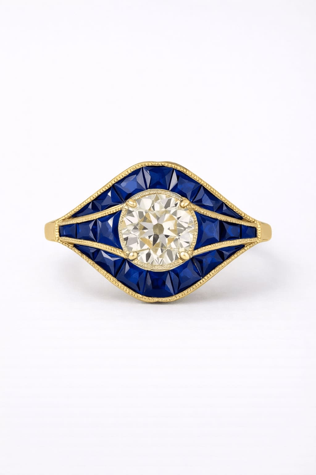 Lab Diamond & Sapphire Ring In 14K Gold
