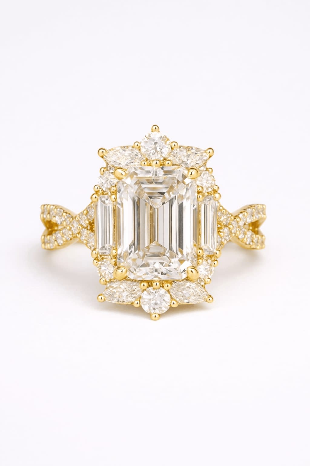 Radiant Lab Diamond Halo Ring In 14k White Gold