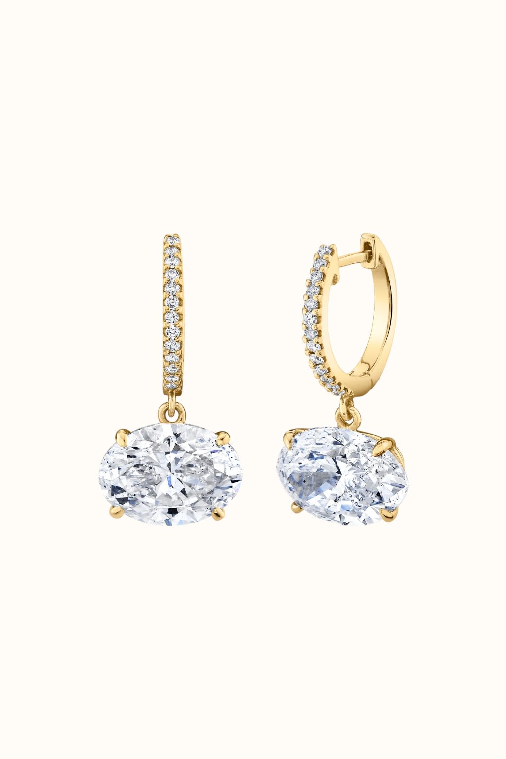 3ct Lab Diamond Drop Earrings, Oval Cut
