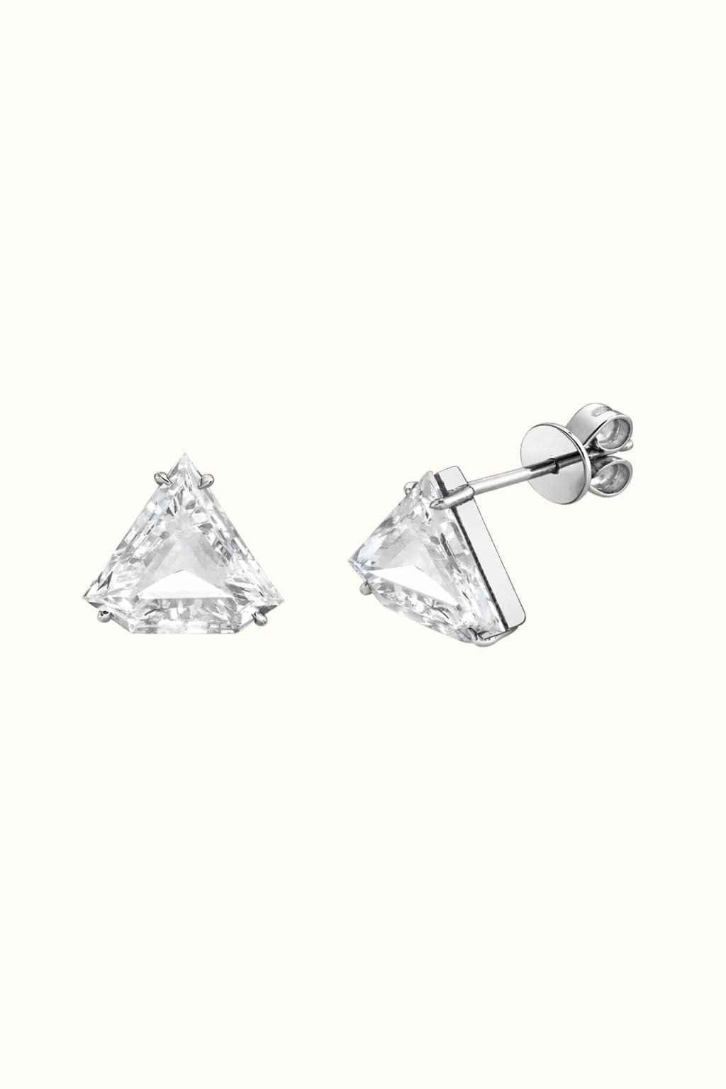 Lab Diamond Triangle Stud Earrings in 14K Gold