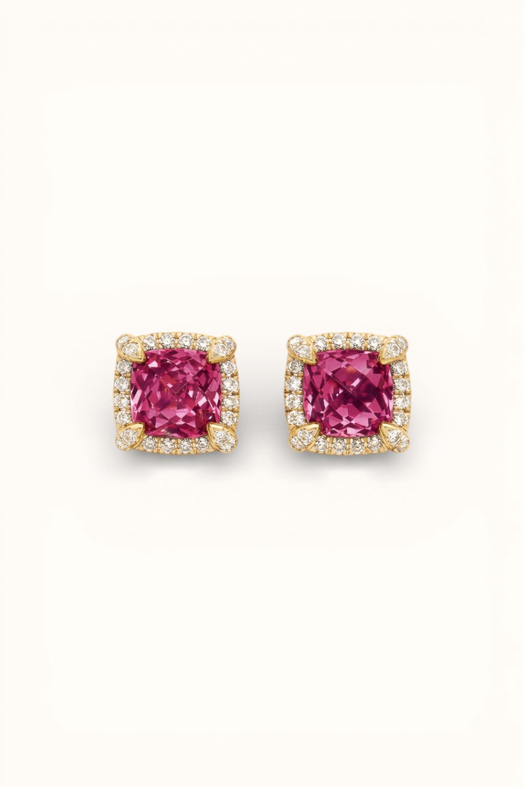 Rhodolite Garnet Diamond Halo Earrings