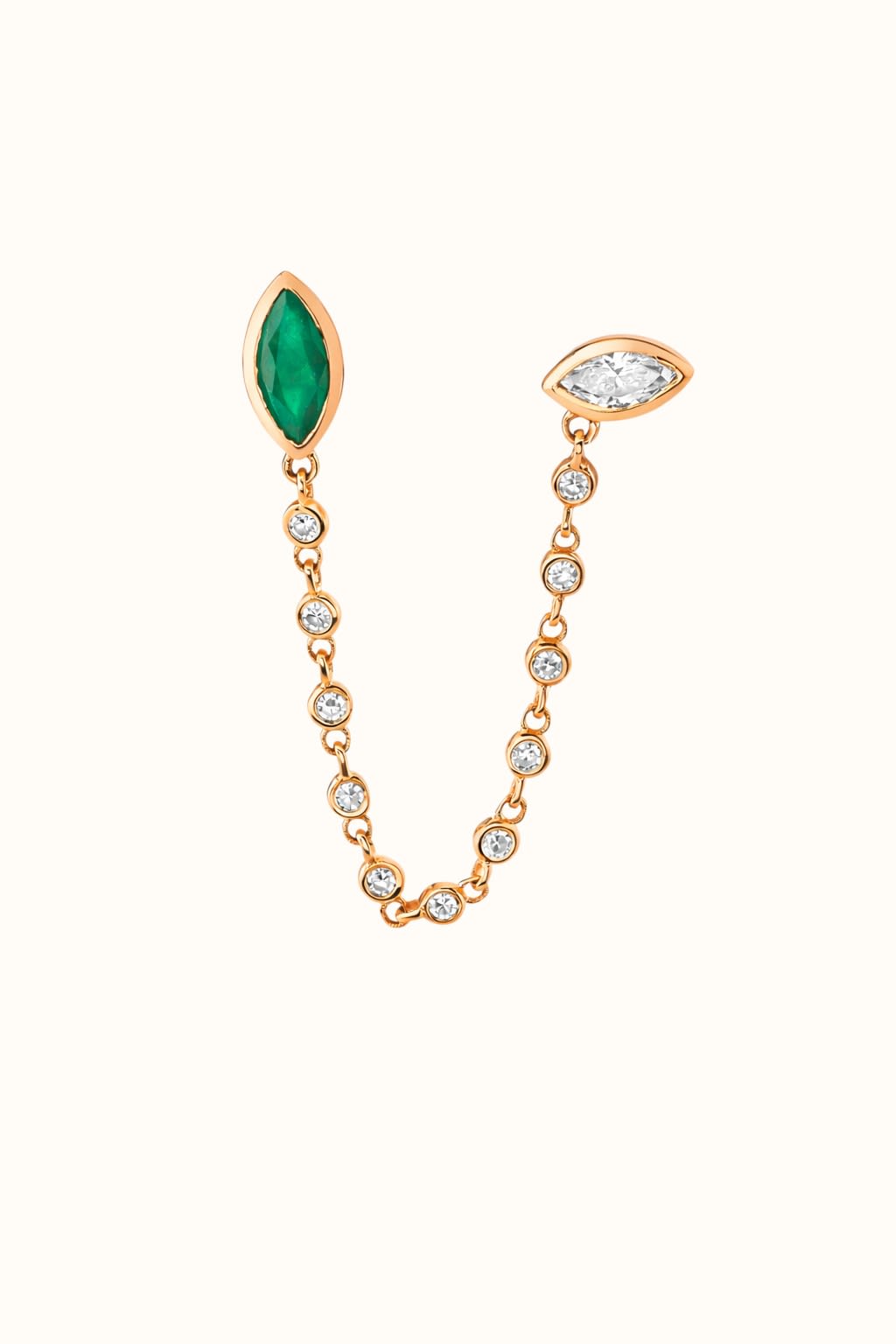 Emerald and Diamond Chain Drop Earrings
