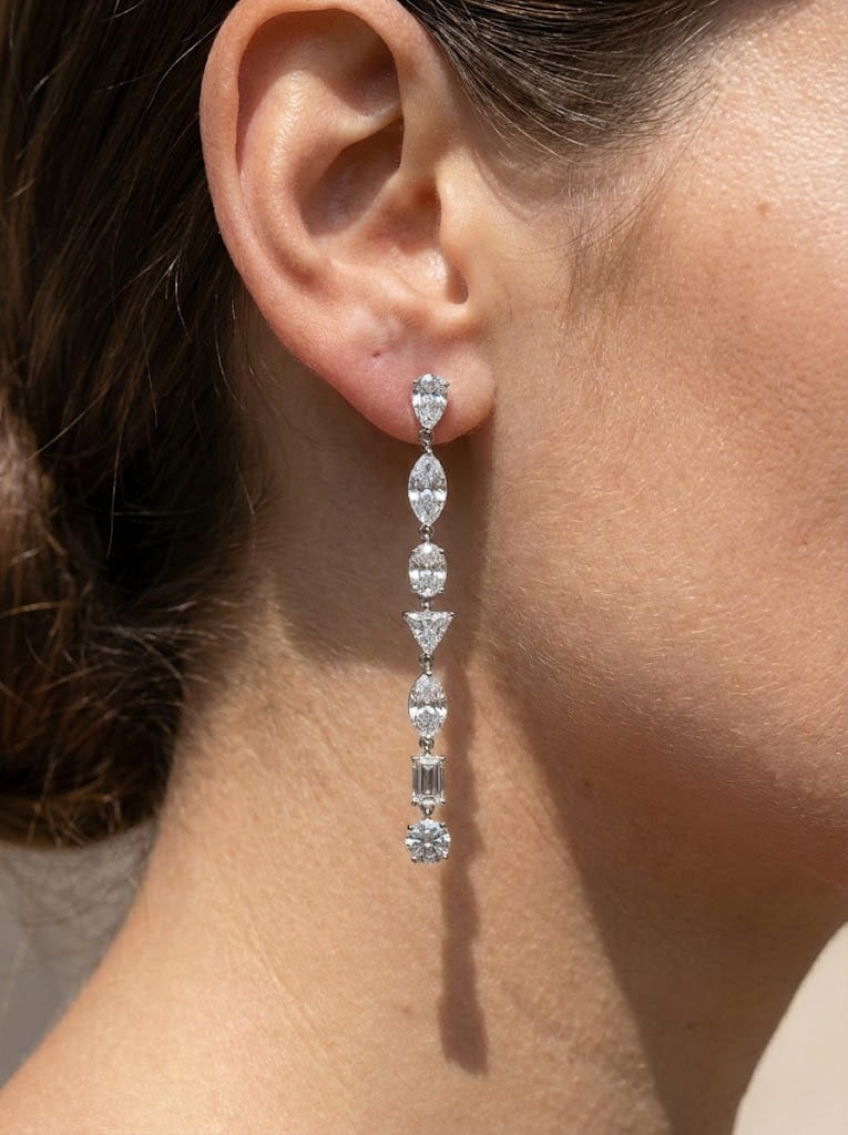 14ctw Lab Diamond Drop Earrings In 14K White Gold