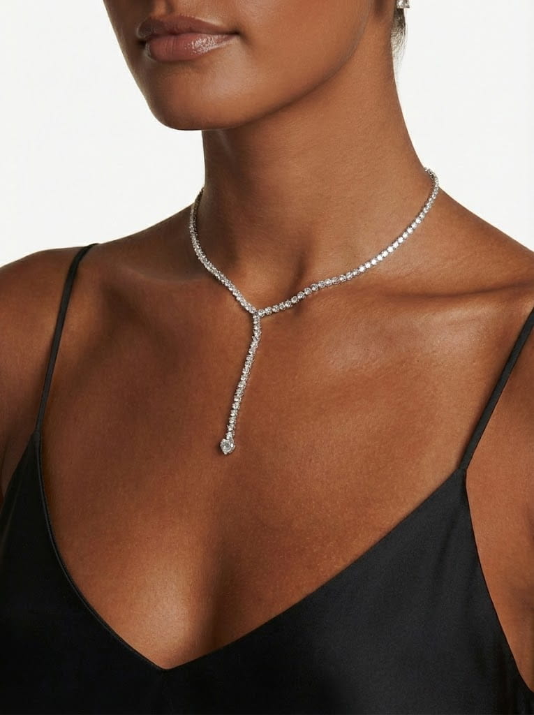 Diamond Heart Y Drop Necklace