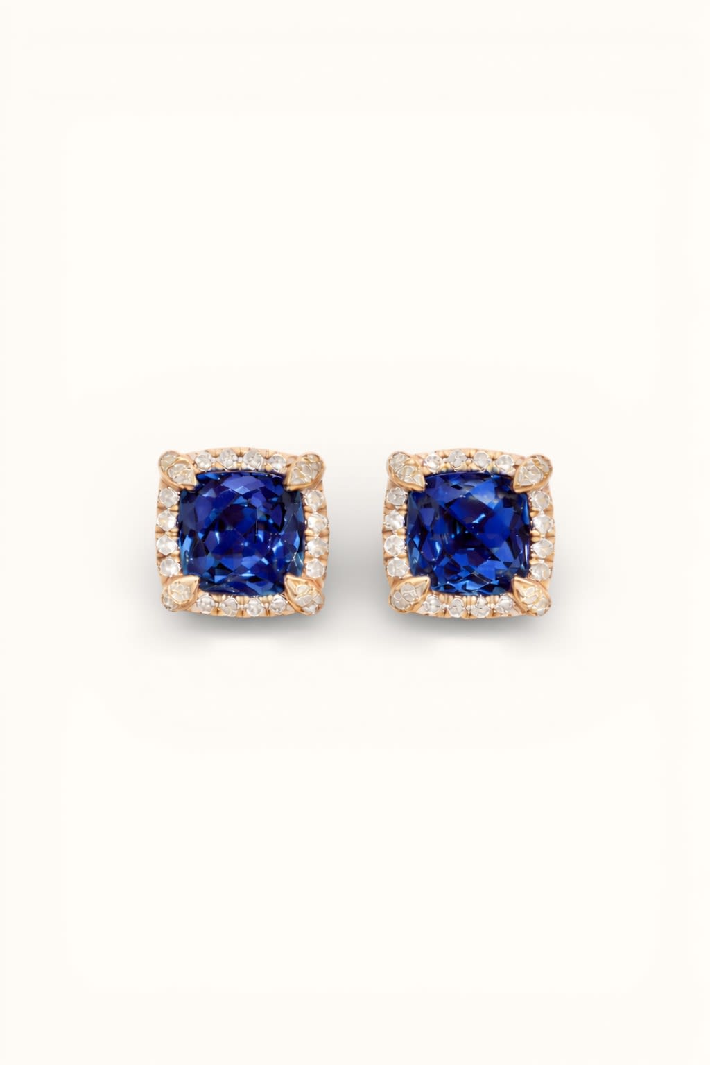 Lab Sapphire Halo Stud Earrings