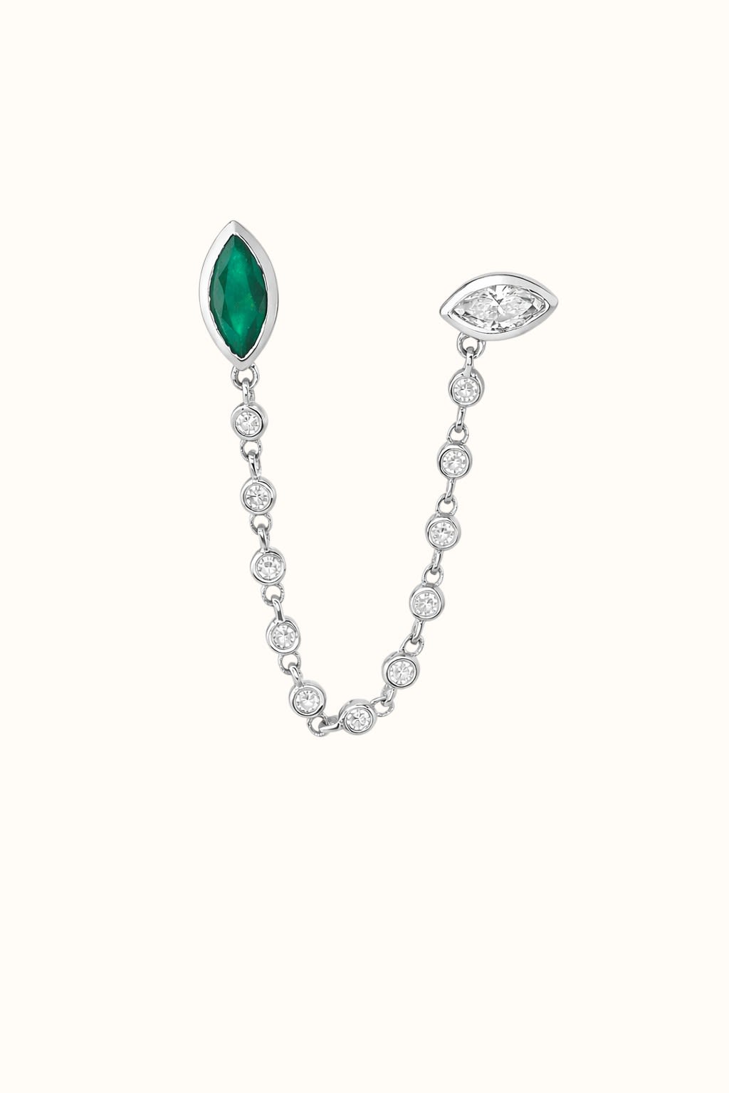 Emerald and Diamond Chain Drop Earrings