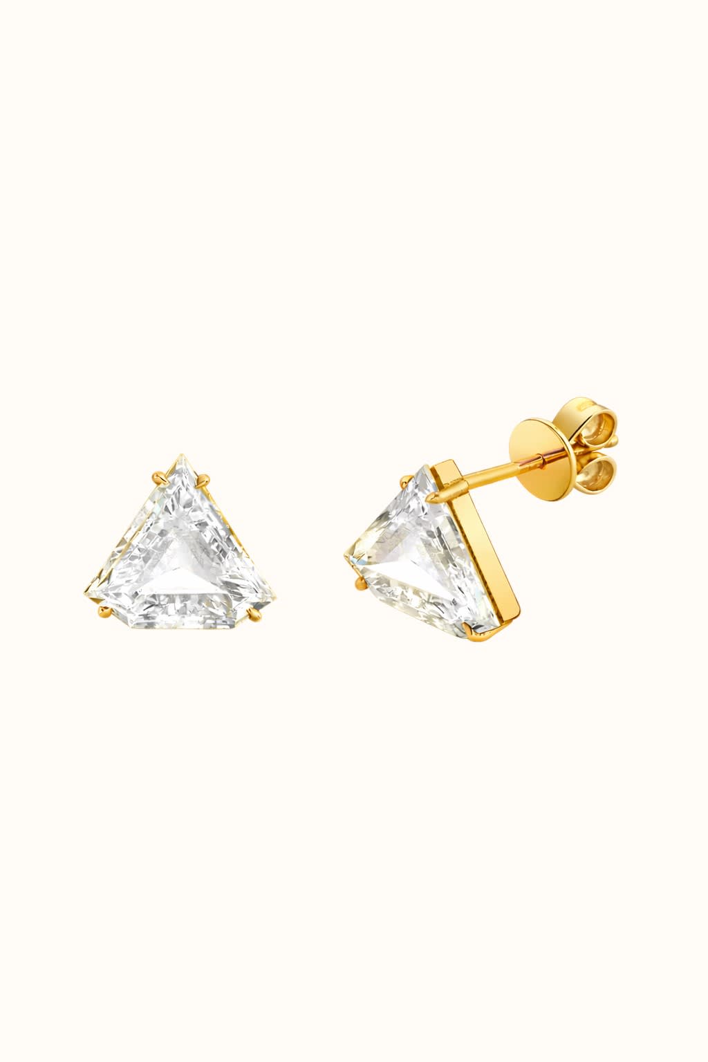 Lab Diamond Triangle Stud Earrings in 14K Gold