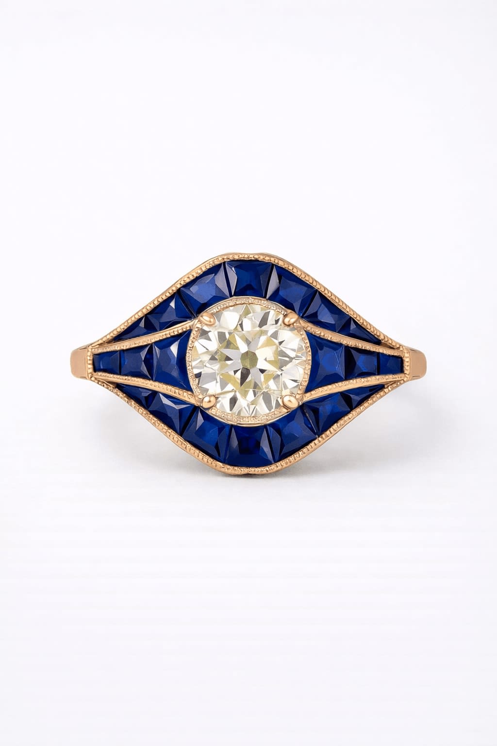 Lab Diamond & Sapphire Ring In 14K Gold