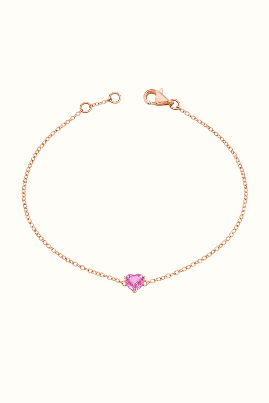 Pink Sapphire Heart Bracelet in 14K Gold