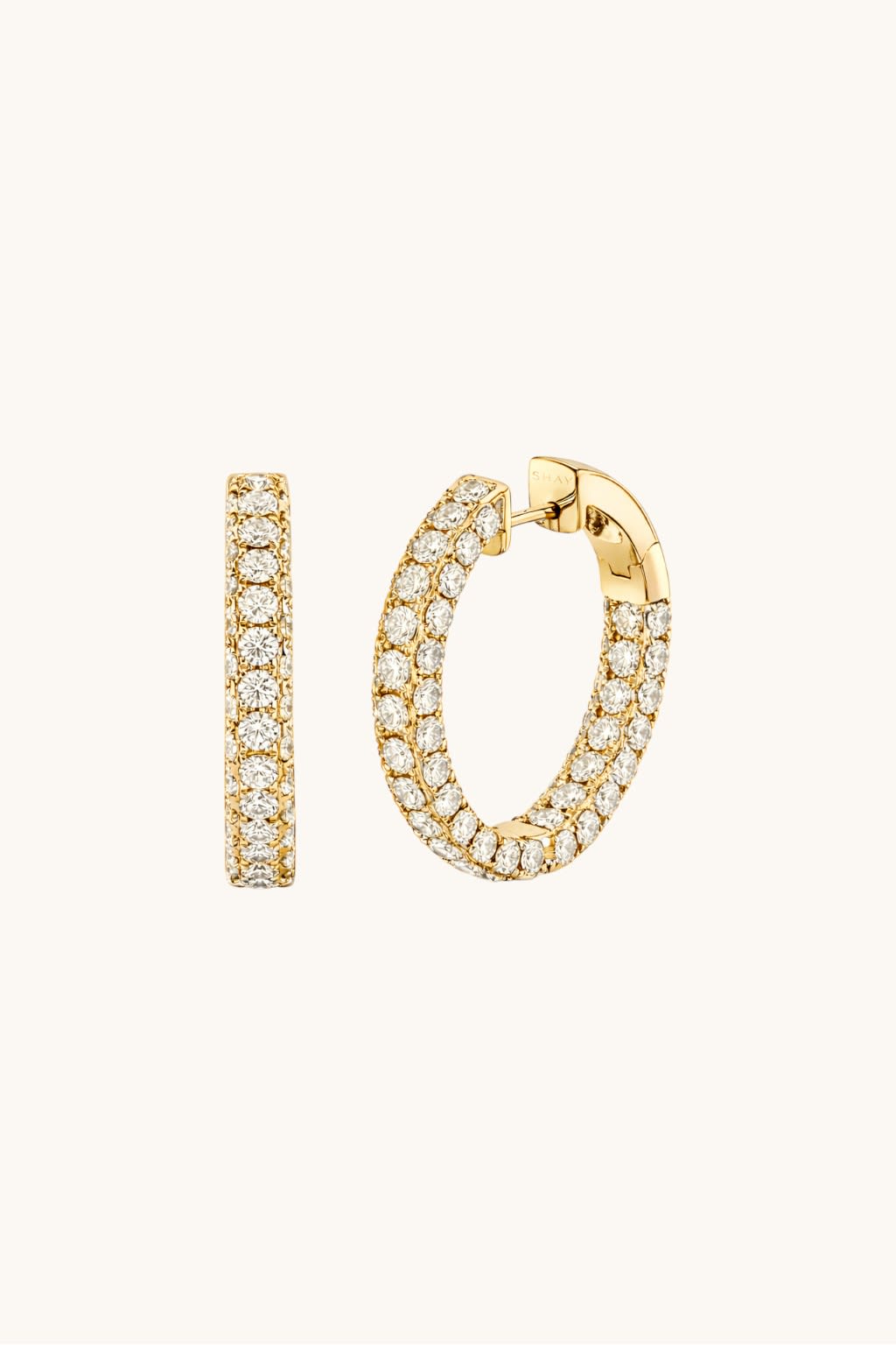 Lab Diamond 3-Sided Hoop Earrings