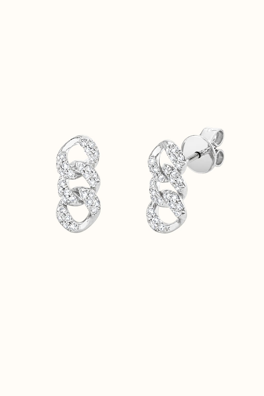 Diamond Chain Link Stud Earrings in 14K Gold