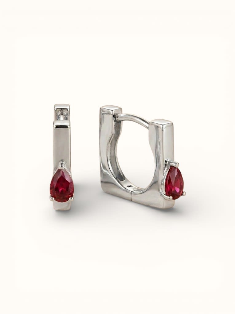 Ruby Huggie Hoop Earrings in Rose Gold