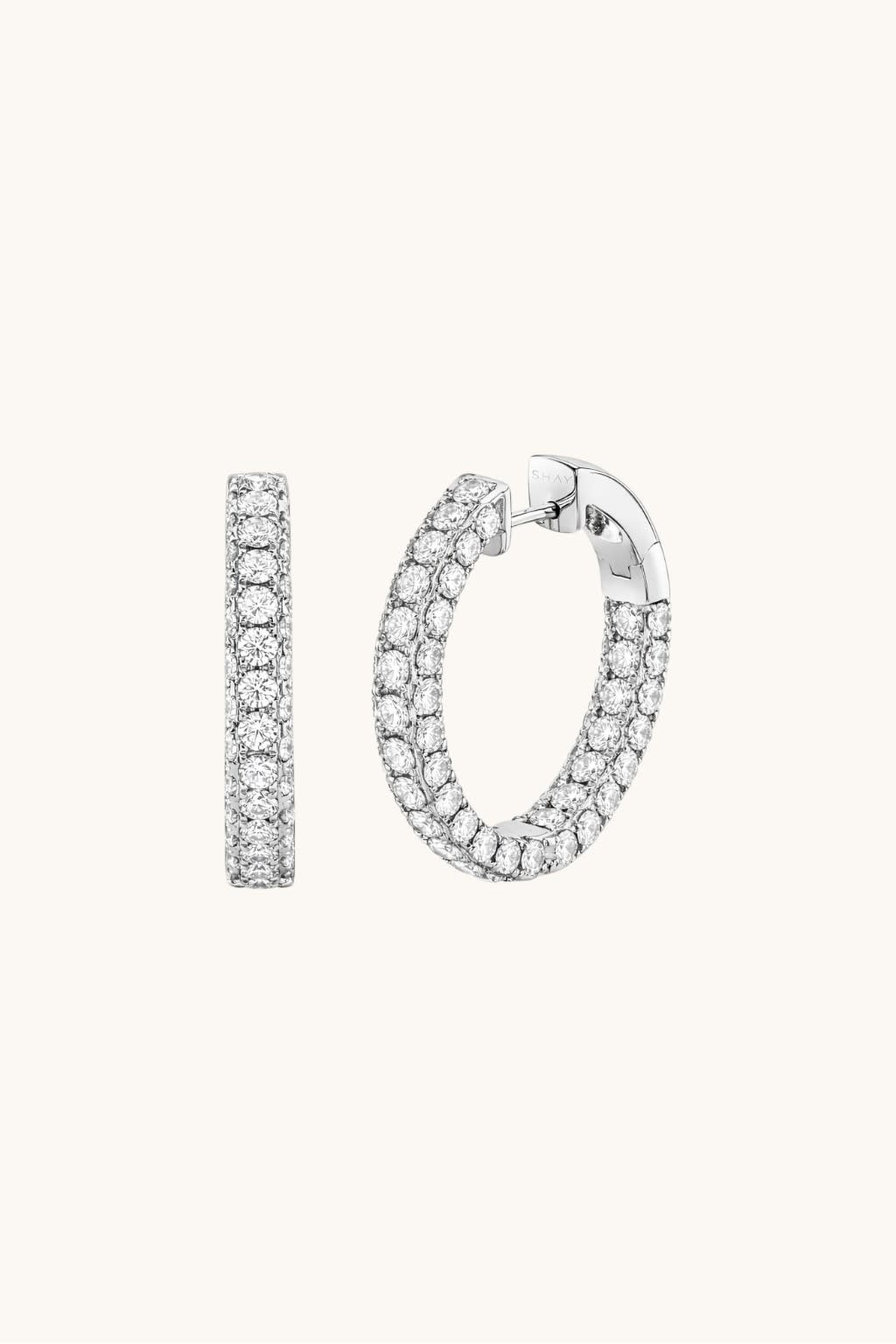 Lab Diamond 3-Sided Hoop Earrings