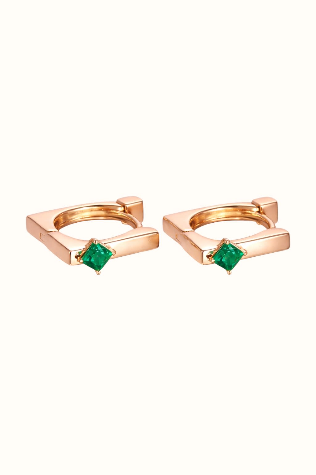 Emerald Princess Cut Hoop Earrings