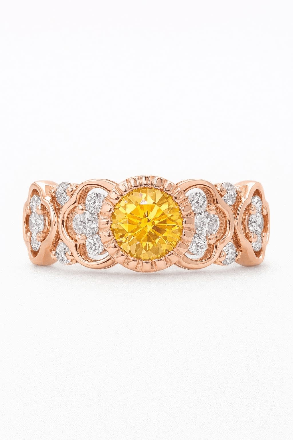 Yellow Diamond Halo Ring in 14k Gold