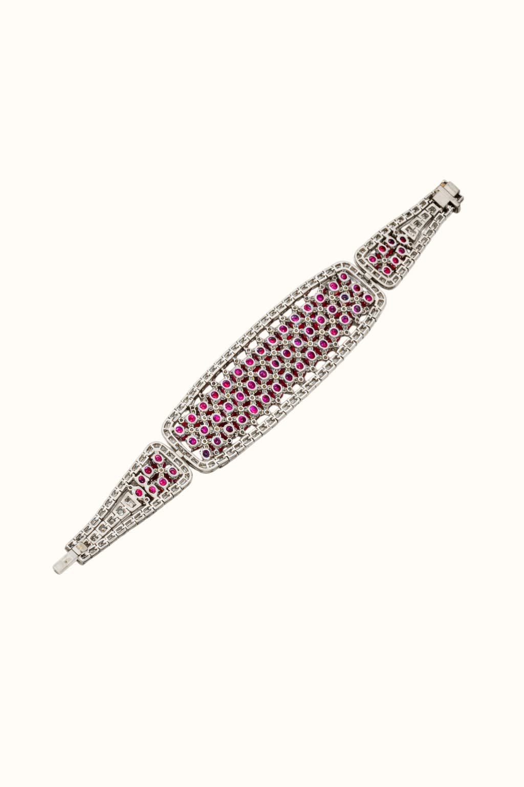 Statement Ruby and Diamond Bracelet, 14k Gold