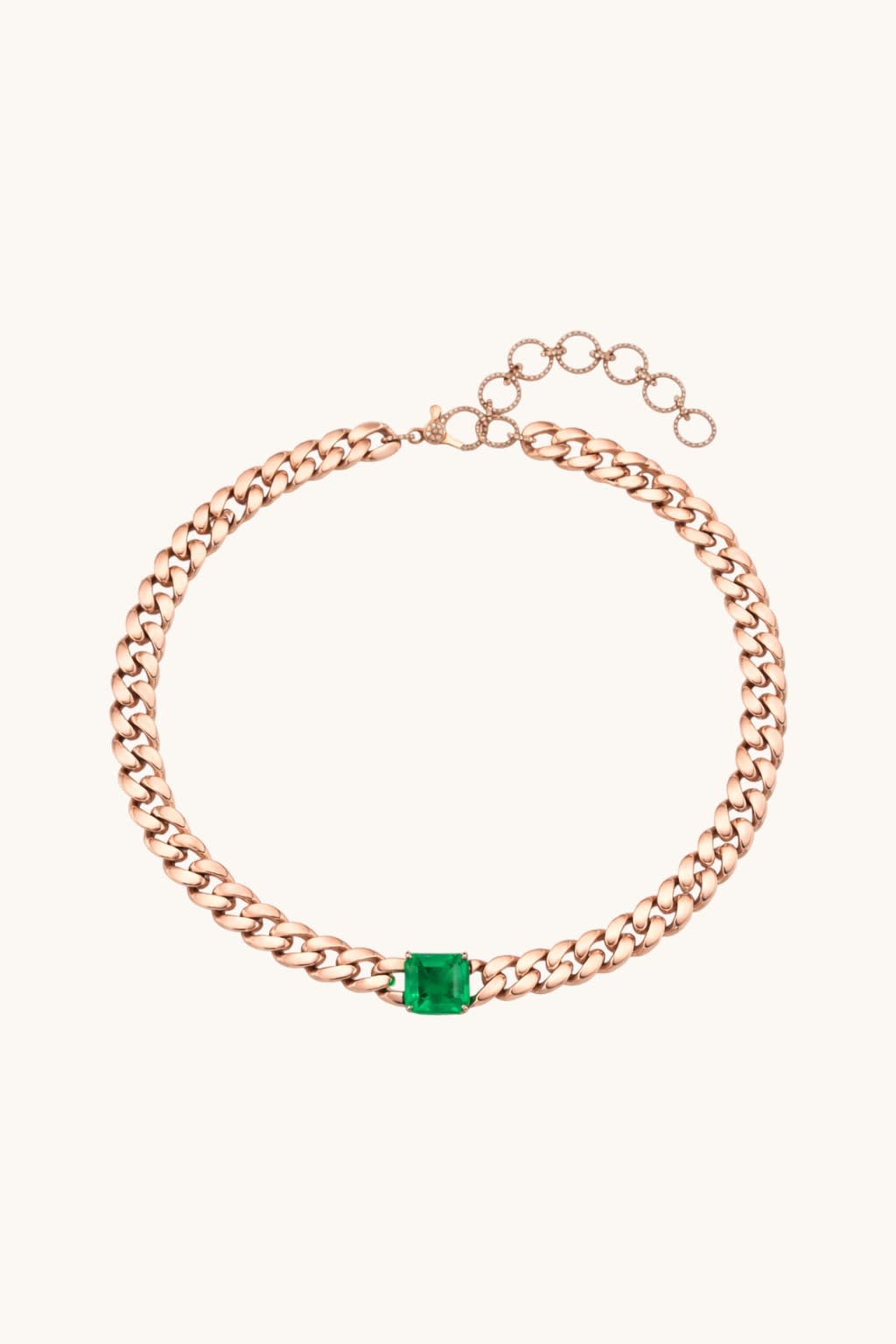 Emerald Cut Lab Grown Emerald Chain Necklace