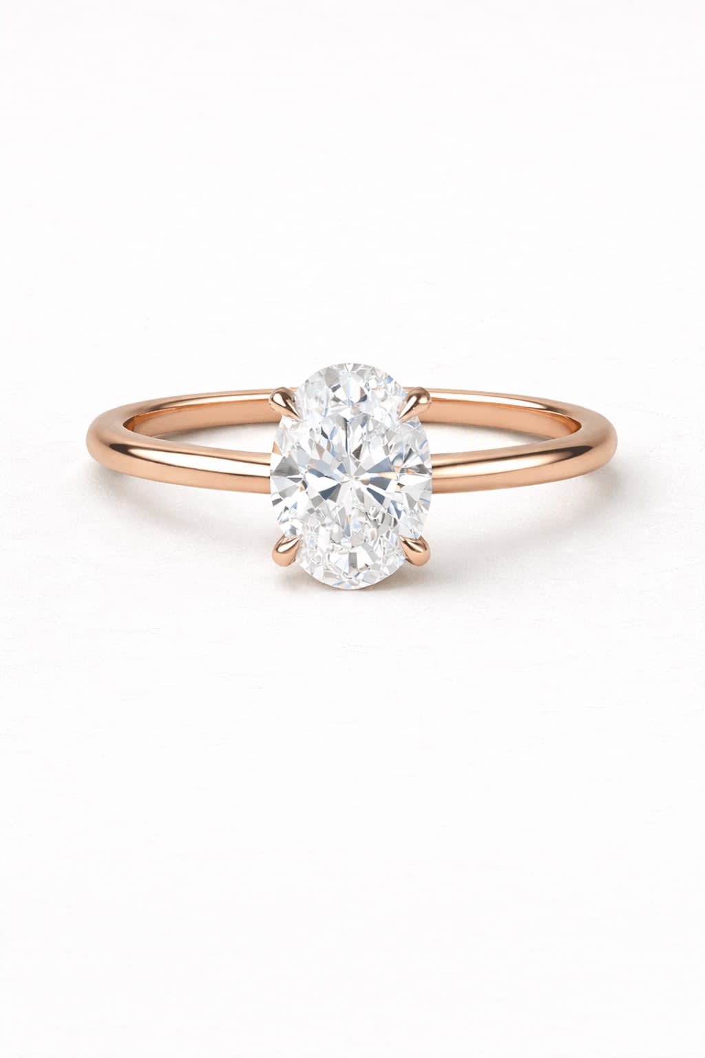 Oval Lab Grown Diamond Ring, Three Tone Gold