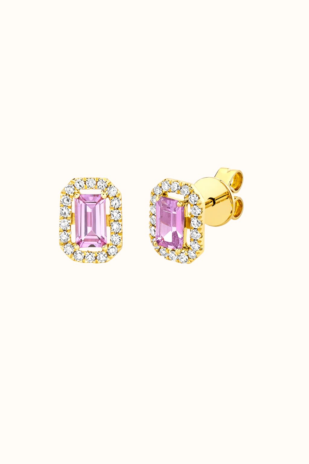 Pink Sapphire Halo Stud Earrings