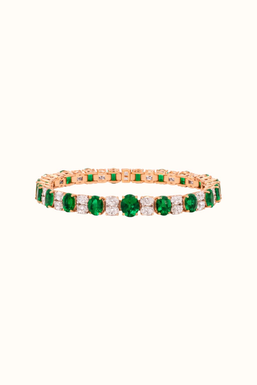 Emerald and Diamond Bracelet in 14K Gold